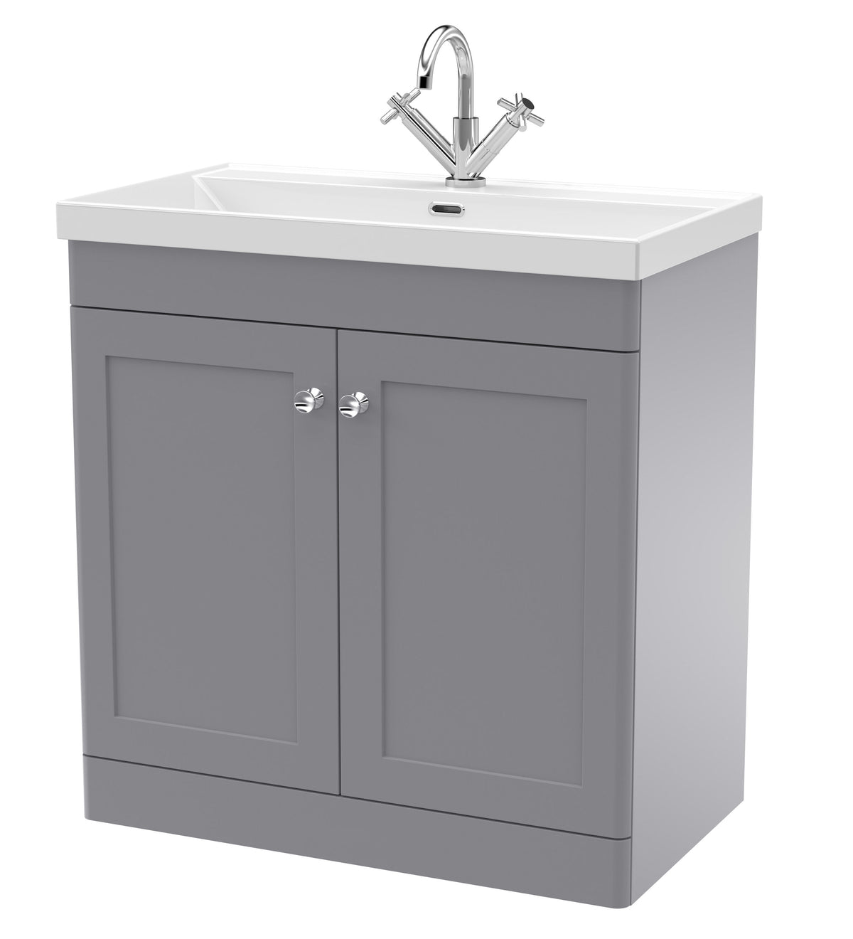 Nuie Classique 800mm 2 Door Floor Standing Vanity Unit With 1 Tap Hole Thin Edge Basin