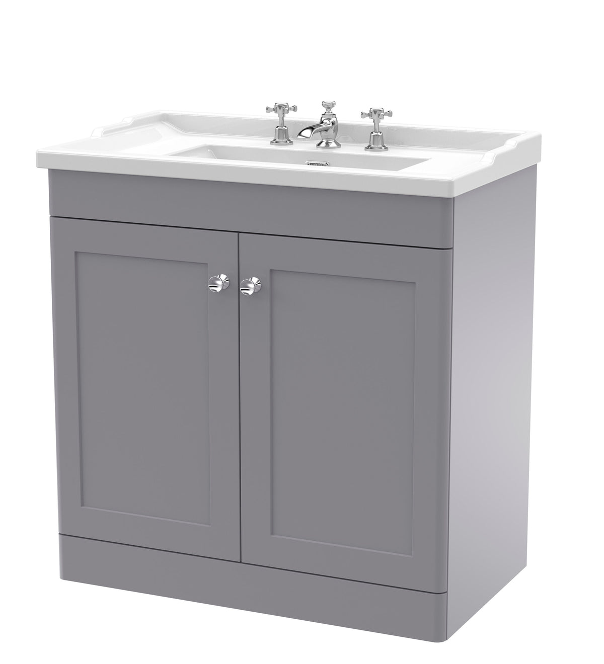 Nuie Classique 800mm 2 Door Floor Standing Vanity Unit With 3 Tap Hole Basin