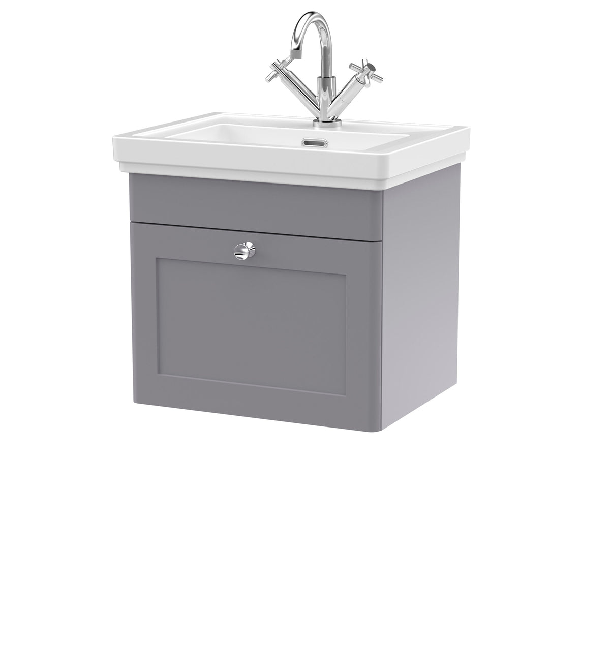 Nuie Classique 500mm 1 Drawer Wall Hung Vanity Unit With 1 Tap Hole Basin