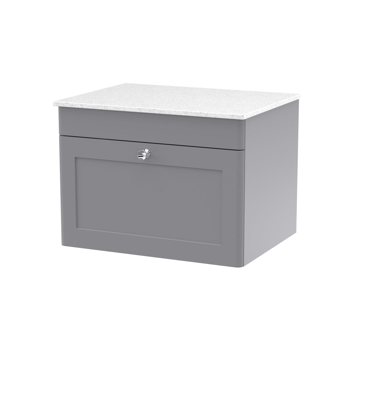 Nuie Classique 600mm 1 Drawer Wall Hung Vanity Unit With White Marble Worktop