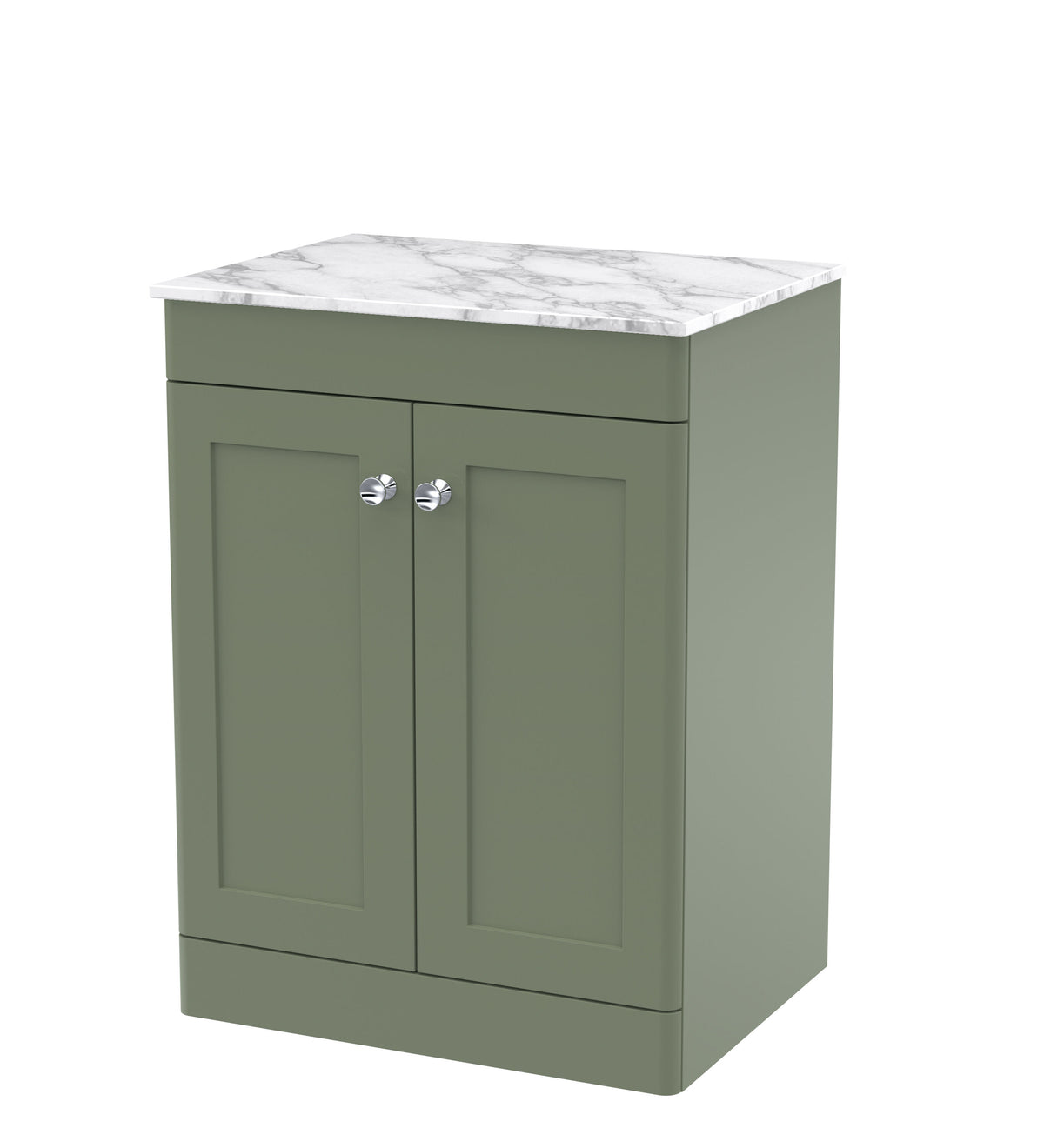 Nuie Classique 600mm 2 Door Floor Standing Vanity Unit With Carrara Marble Worktop
