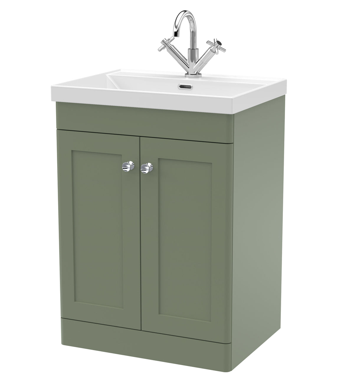 Nuie Classique 600mm 2 Door Floor Standing Vanity Unit With 1 Tap Hole Thin Edge Basin
