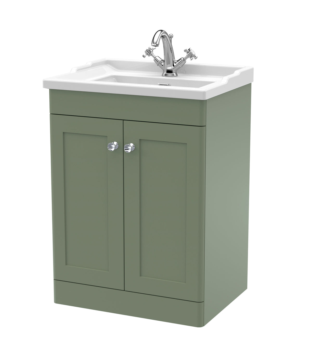 Nuie Classique 600mm 2 Door Floor Standing Vanity Unit With 1 Tap Hole Basin
