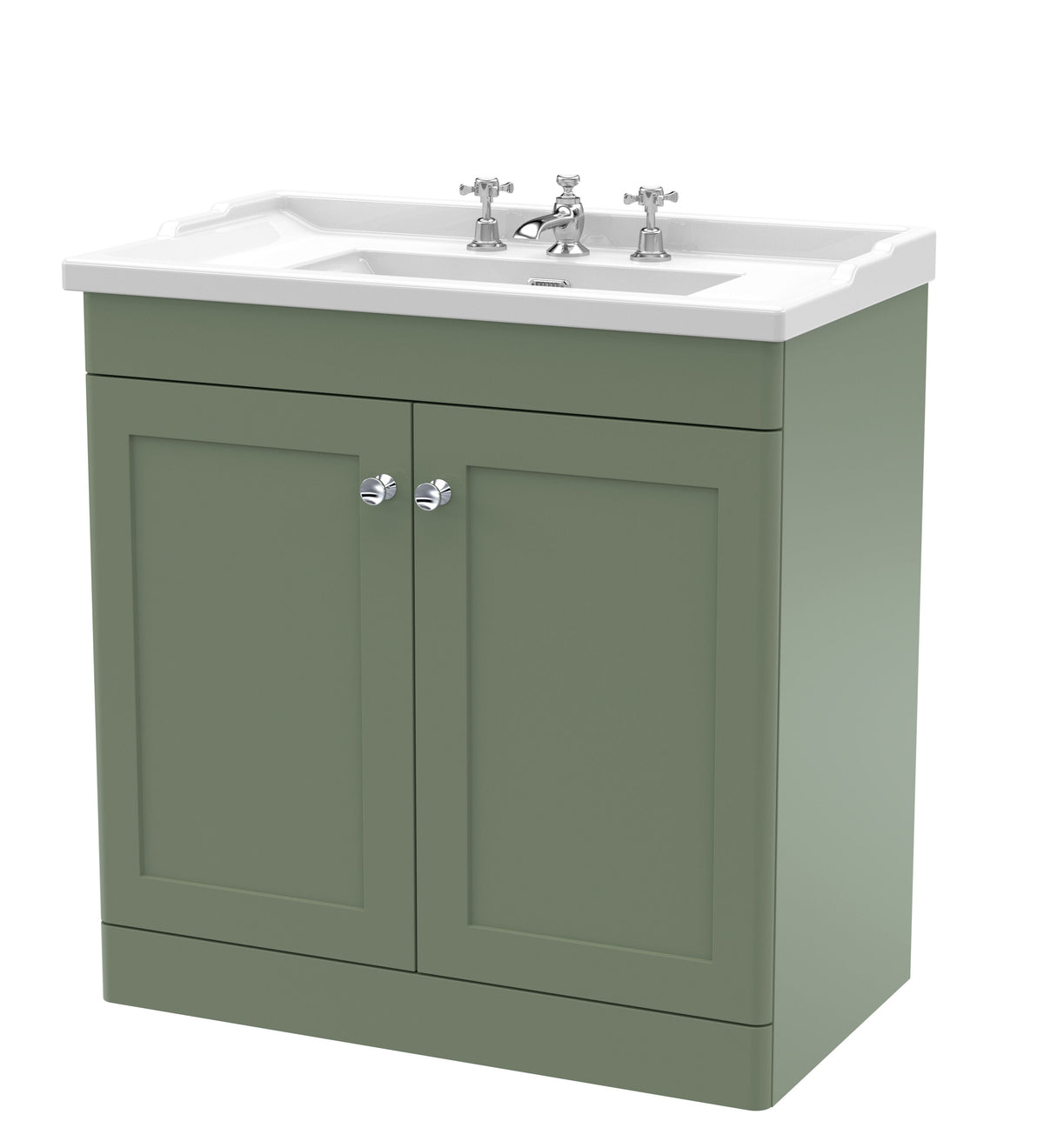 Nuie Classique 800mm 2 Door Floor Standing Vanity Unit With 3 Tap Hole Basin