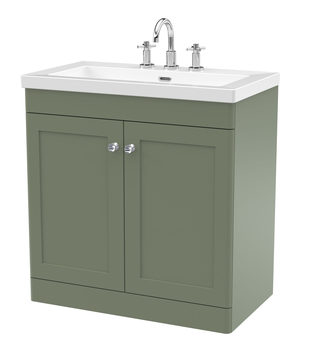 Nuie Classique 800mm 2 Door Floor Standing Vanity Unit With 3 Tap Hole Fireclay Basin