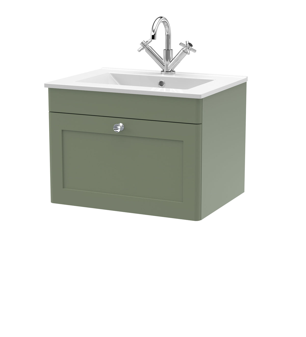 Nuie Classique 600mm 1 Drawer Wall Hung Vanity Unit With 1 Tap Hole Basin
