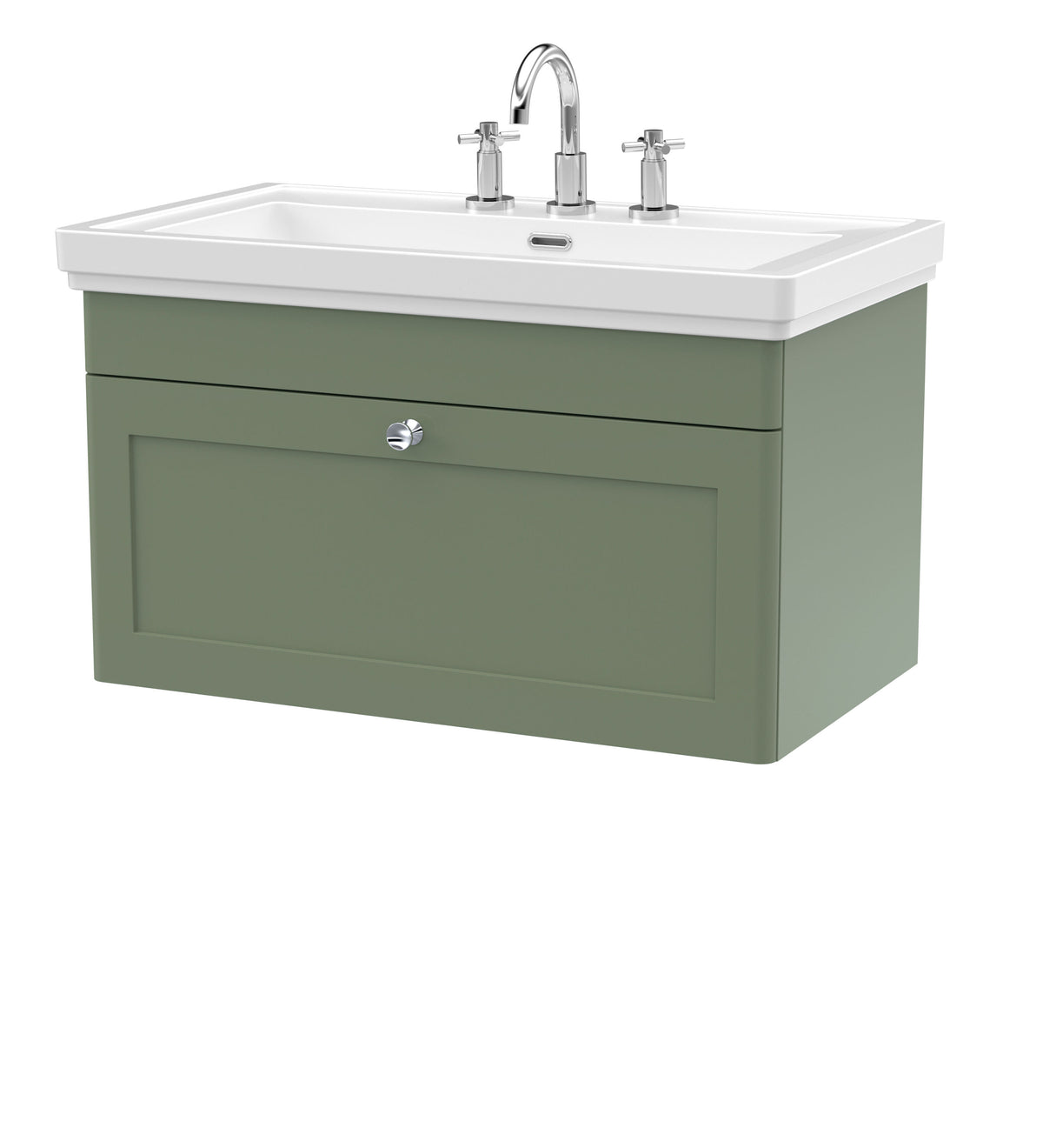 Nuie Classique 800mm 1 Drawer Wall Hung Vanity Unit With 3 Tap Hole Basin