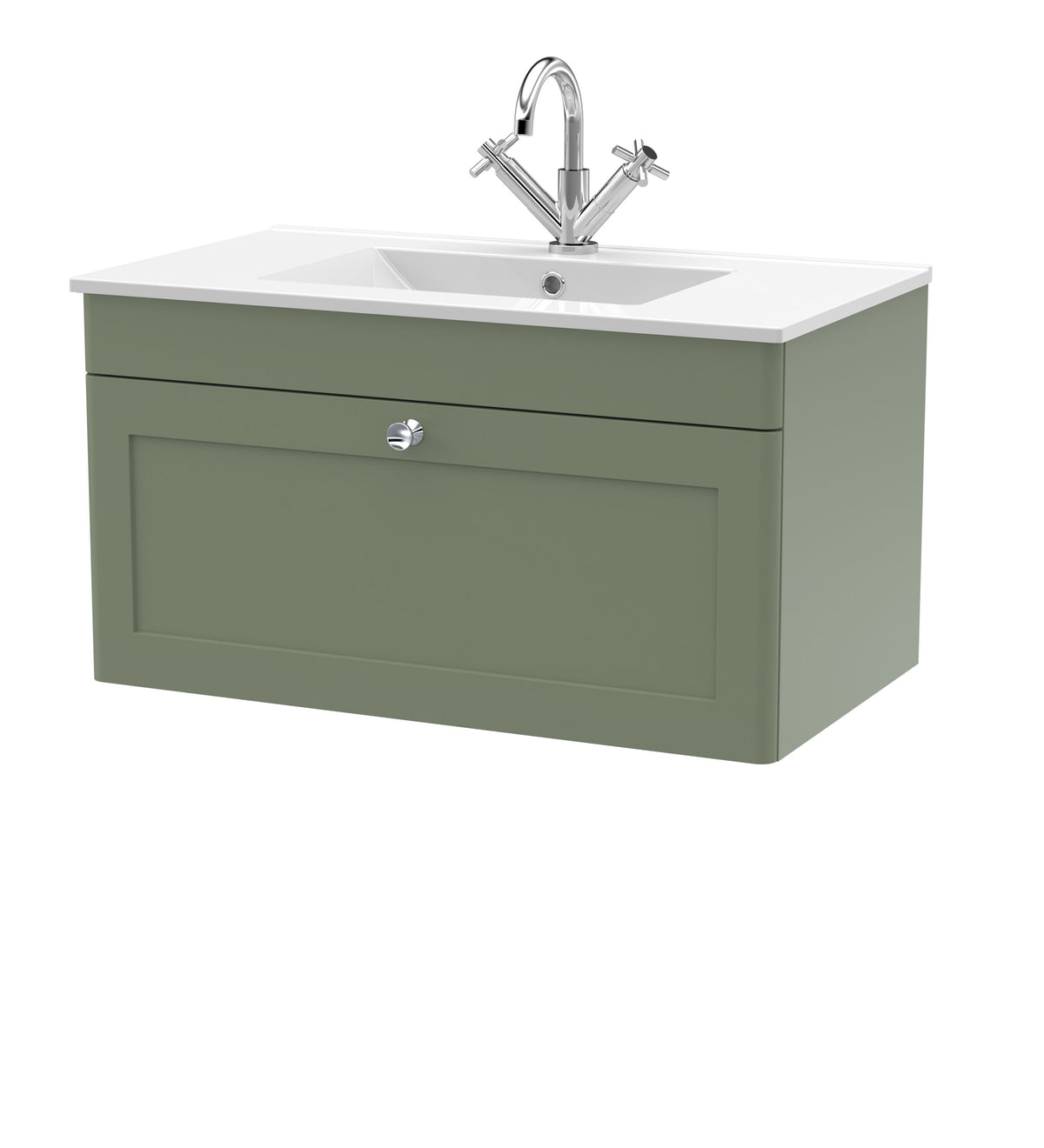 Nuie Classique 800mm 1 Drawer Wall Hung Vanity Unit With 1 Tap Hole Basin
