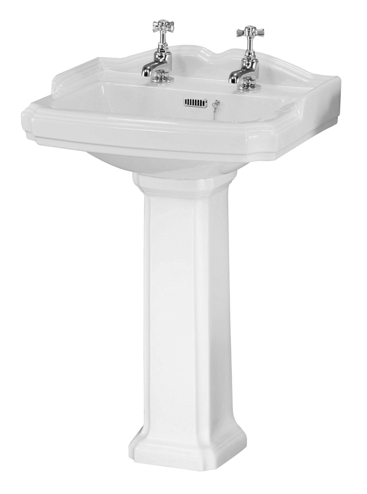 Nuie Legend 2 Tap Hole 590mm Ceramic Basin & Pedestal