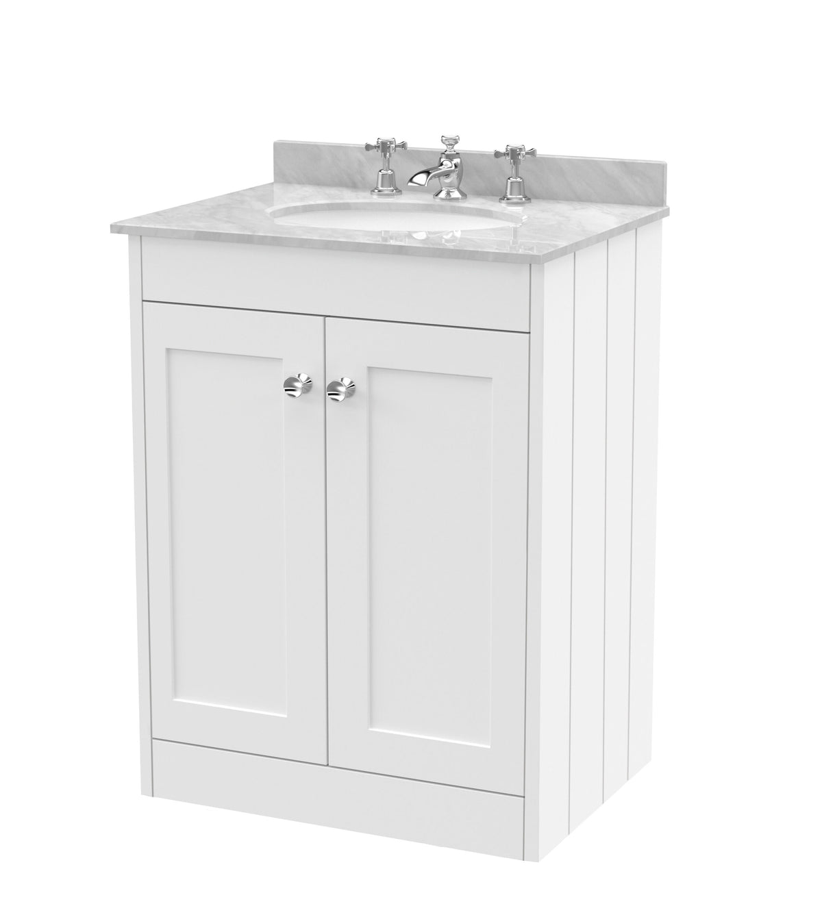 Old London Ashwick 600mm Floorstanding 2-Door Unit With Marble Top 3 Tap Hole