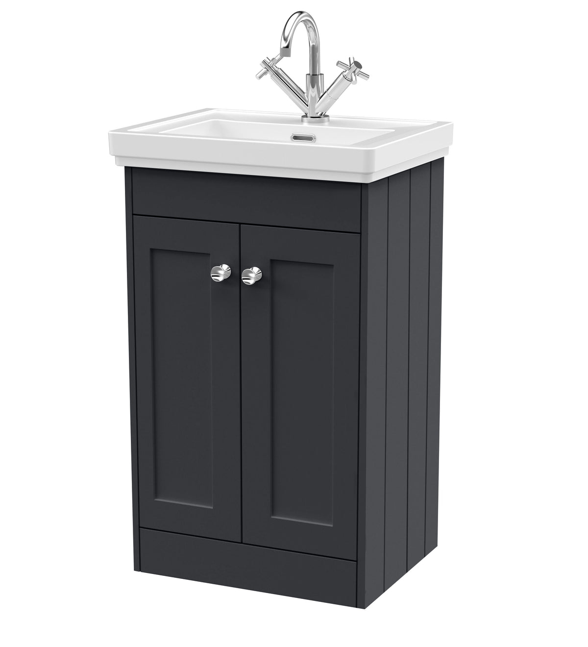 Old London Ashwick Satin 500mm Floorstanding 2-Door Unit With Basin 1 Tap Hole