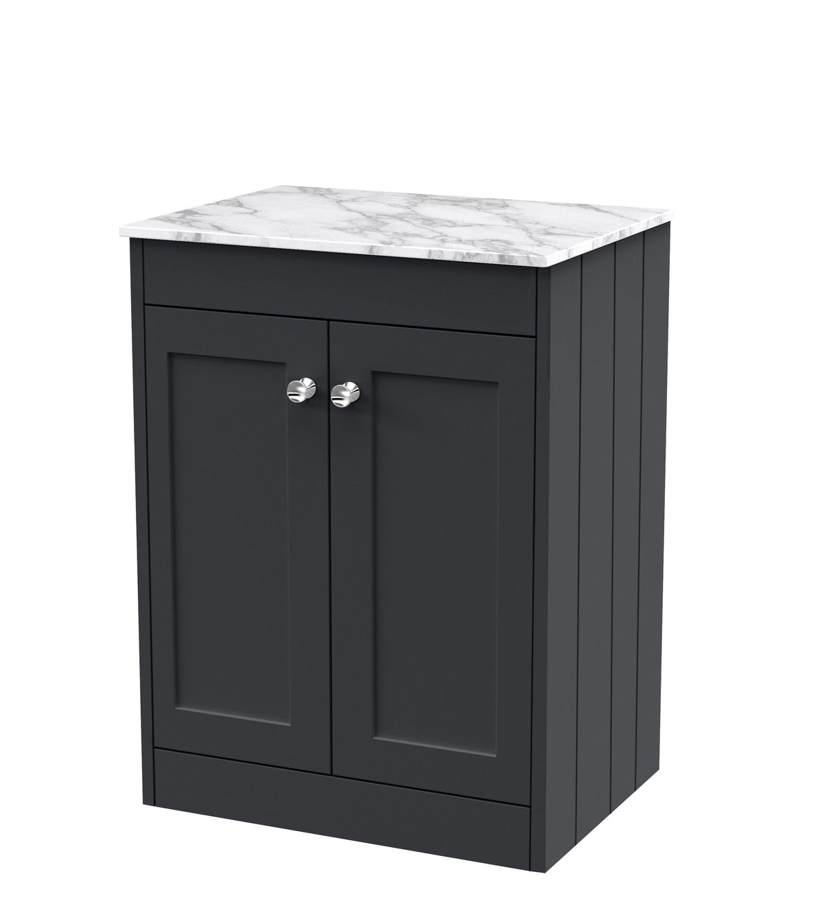 Old London Ashwick Satin 600mm Floorstanding 2-Door Unit With Marble Top