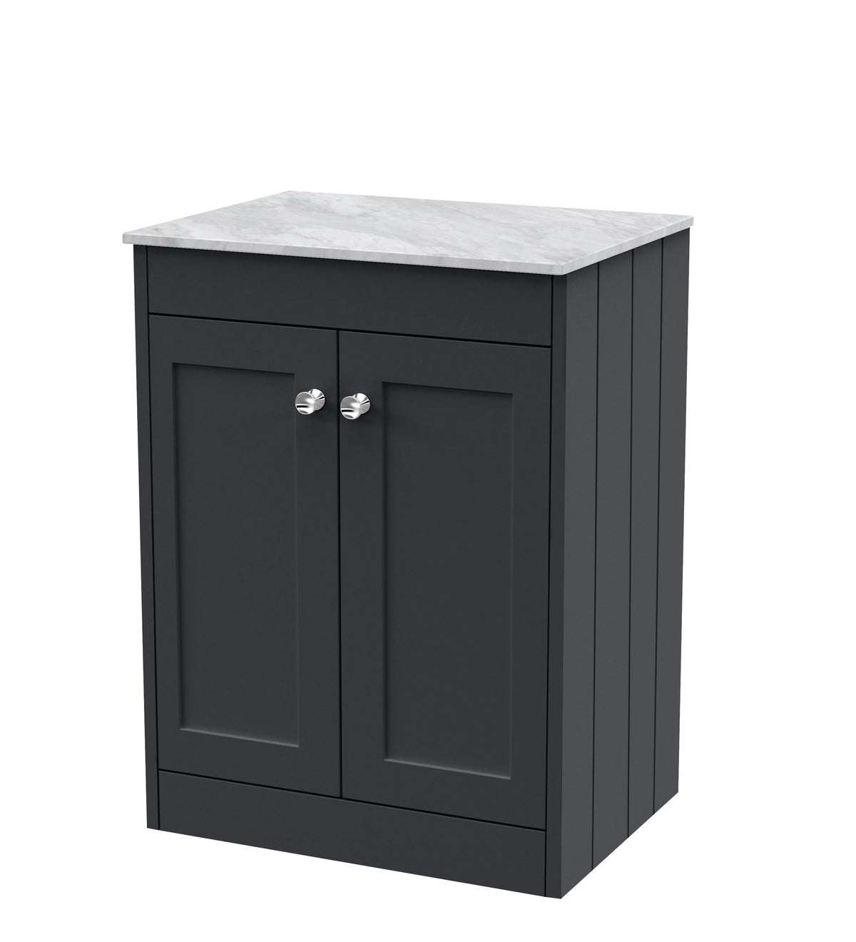 Old London Ashwick Satin 600mm Floorstanding 2-Door Unit With Marble Top