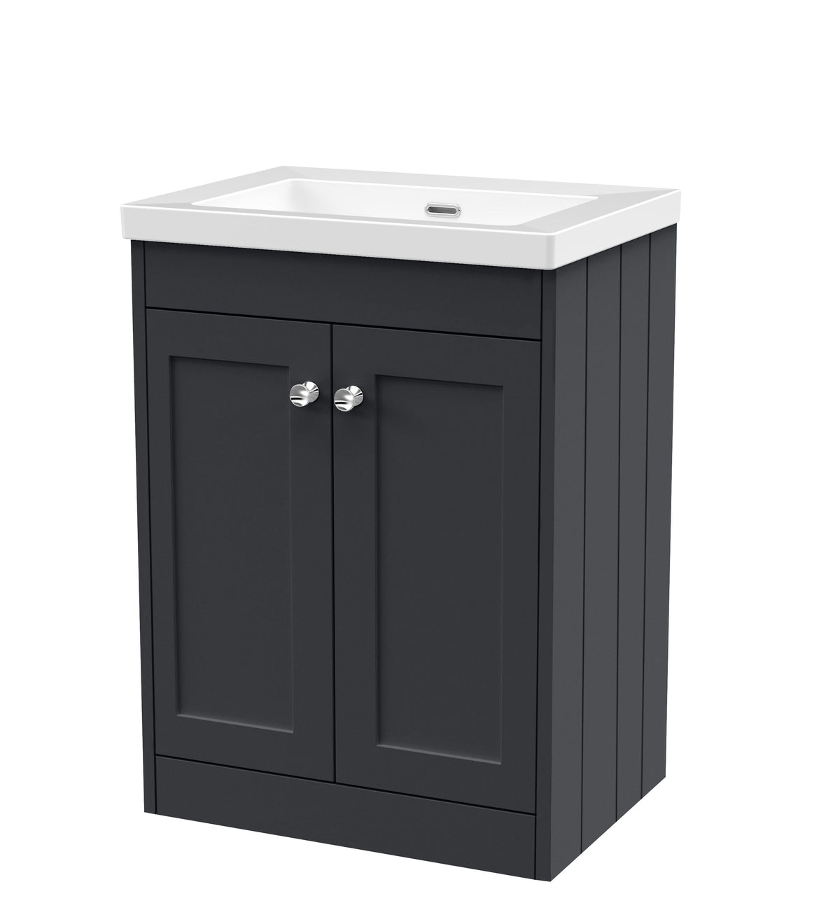 Old London Ashwick Satin 600mm Floorstanding 2-Door Unit With Basin No Tap Hole