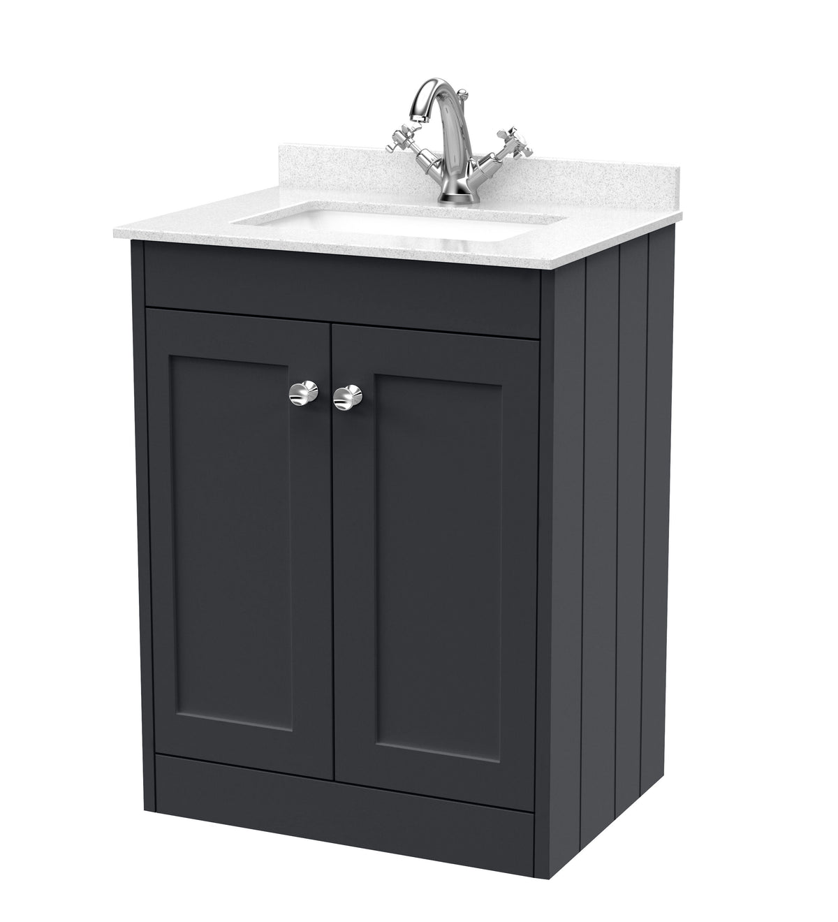 Old London Ashwick Satin 600mm Floorstanding 2-Door Unit With Marble Top 1 Tap Hole