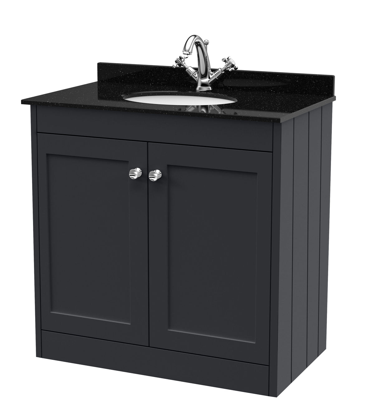 Old London Ashwick Satin 800mm Floorstanding 2-Door Unit With Marble Top 1 Tap Hole
