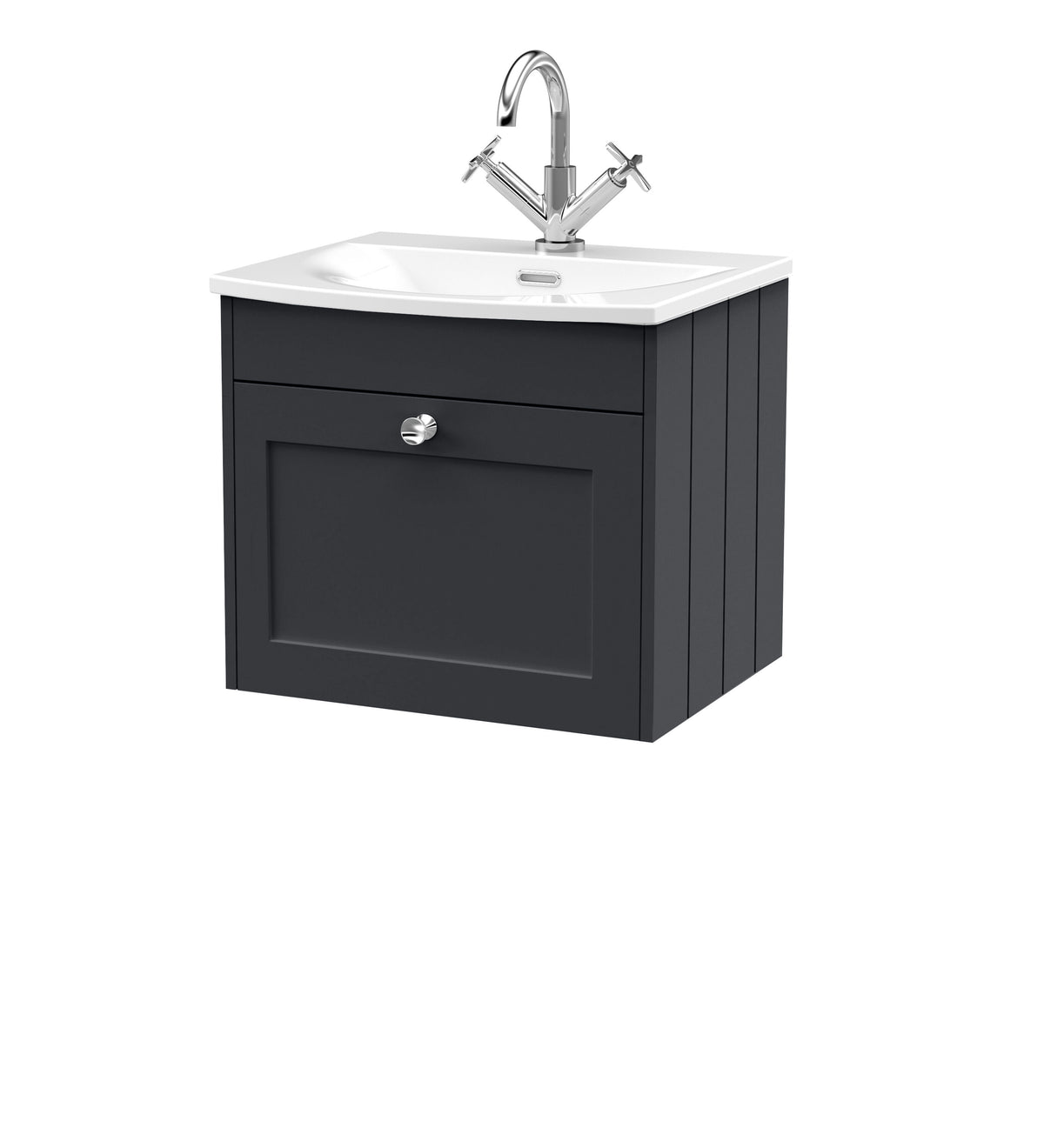 Old London Ashwick Satin 500mm Wall Hung 1-Drawer Unit With Curved Basin