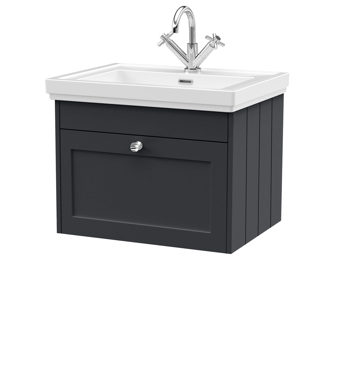 Old London Ashwick Satin 600mm Wall Hung 1-Drawer Unit With Basin 1 Tap Hole