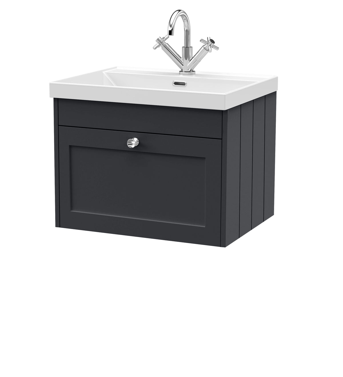 Old London Ashwick Satin 600mm Wall Hung 1-Drawer Unit With Basin 1 Tap Hole