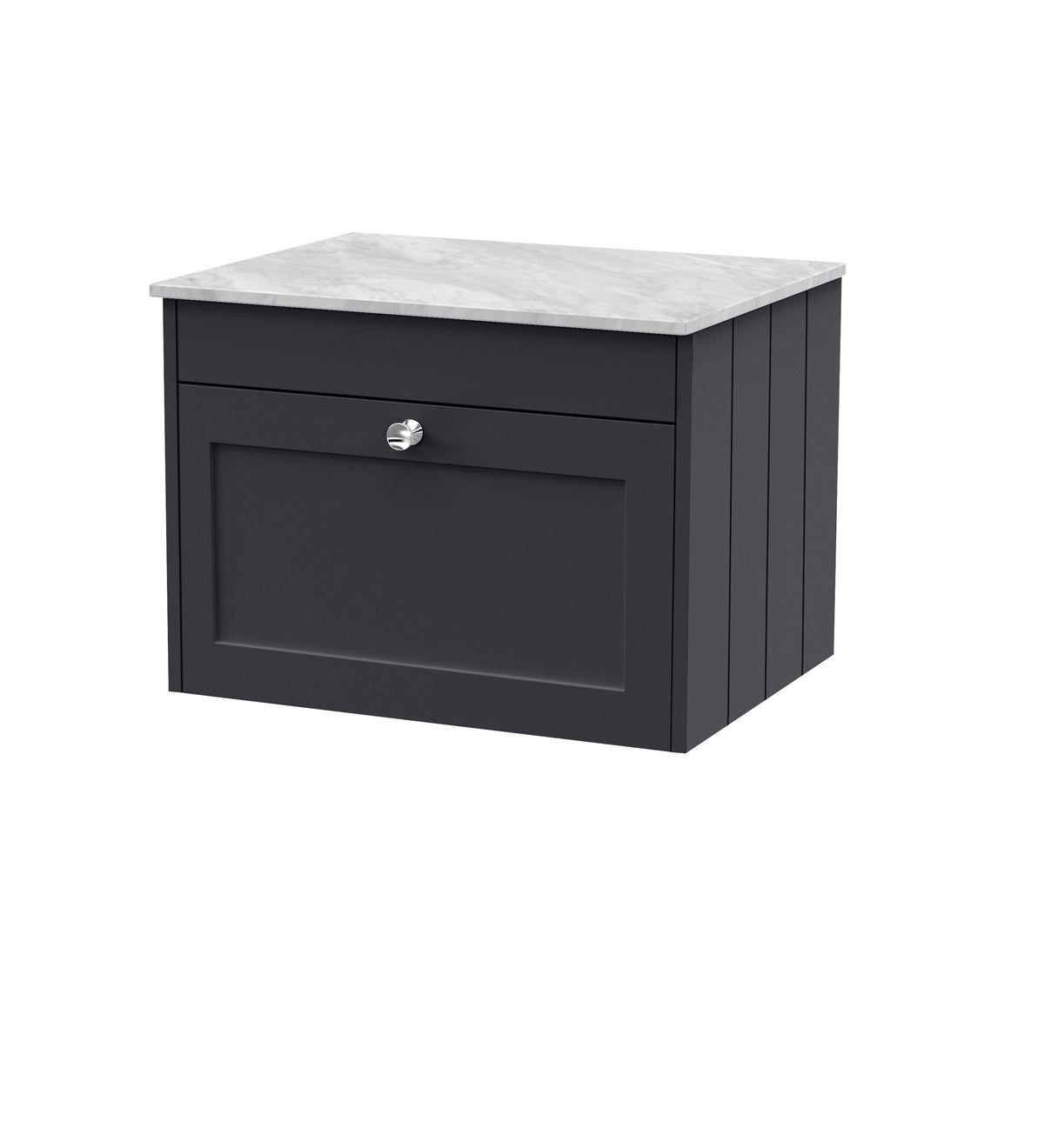 Old London Ashwick Satin 600mm Wall Hung 1-Drawer Unit With Marble Top