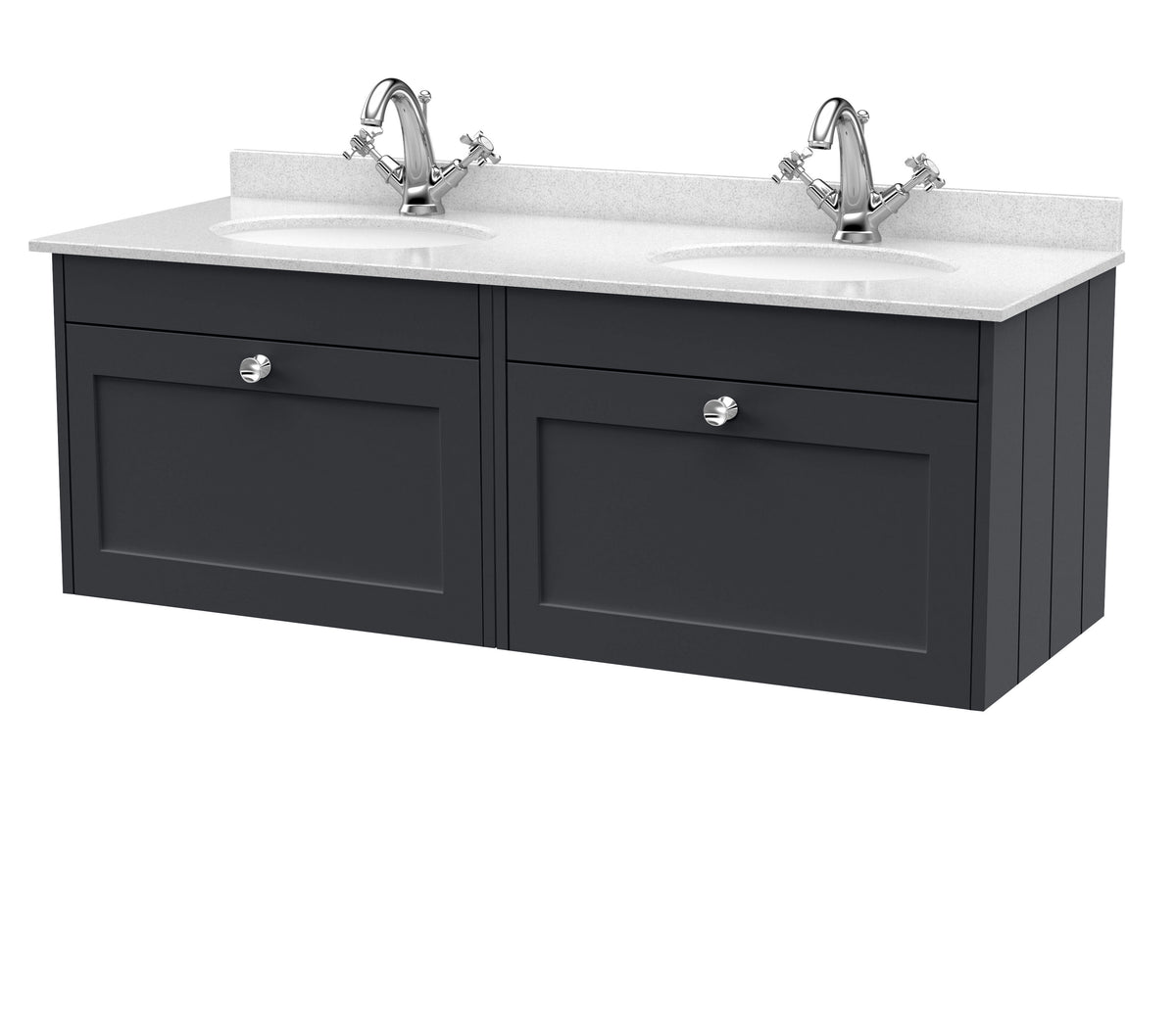 Old London Ashwick Satin 1200mm Wall Hung 2-Drawer Unit With Marble Top