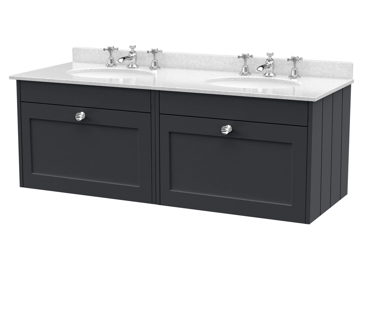 Old London Ashwick Satin 1200mm Wall Hung 2-Drawer Unit With Marble Top