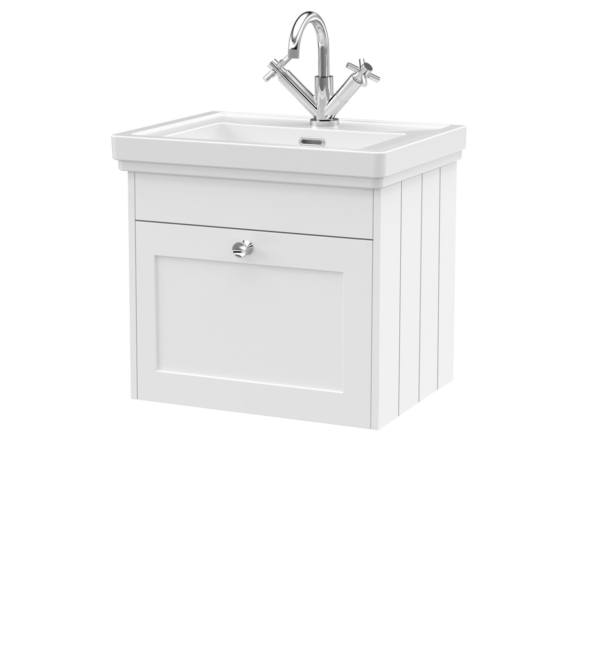 Old London Ashwick 500mm Wall Hung 1-Drawer Unit With Basin 1 Tap Hole