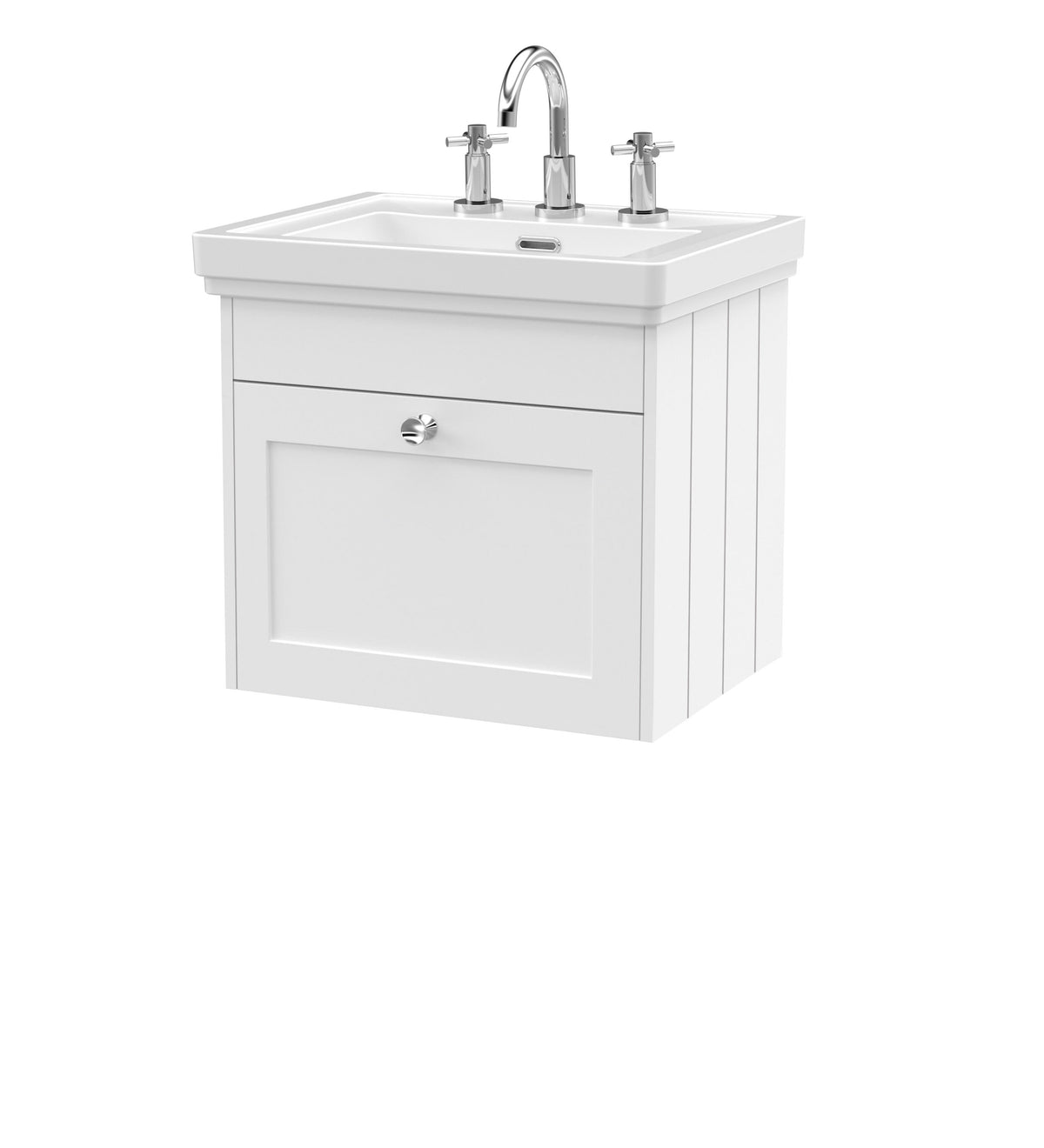 Old London Ashwick 500mm Wall Hung 1-Drawer Unit With Basin 3 Tap Hole