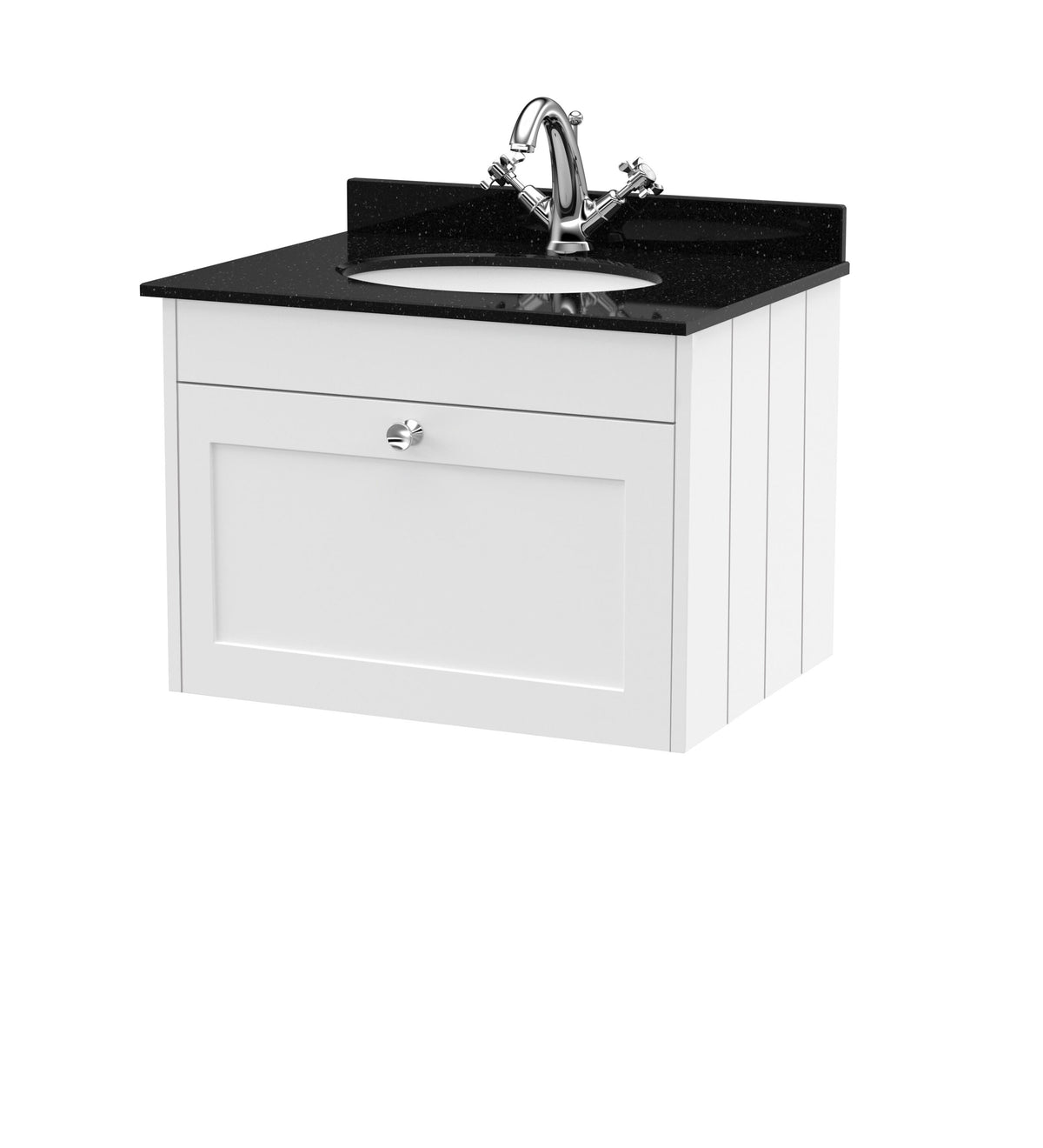 Old London Ashwick 600mm Wall Hung 1-Drawer Unit With Marble Top 1 Tap Hole
