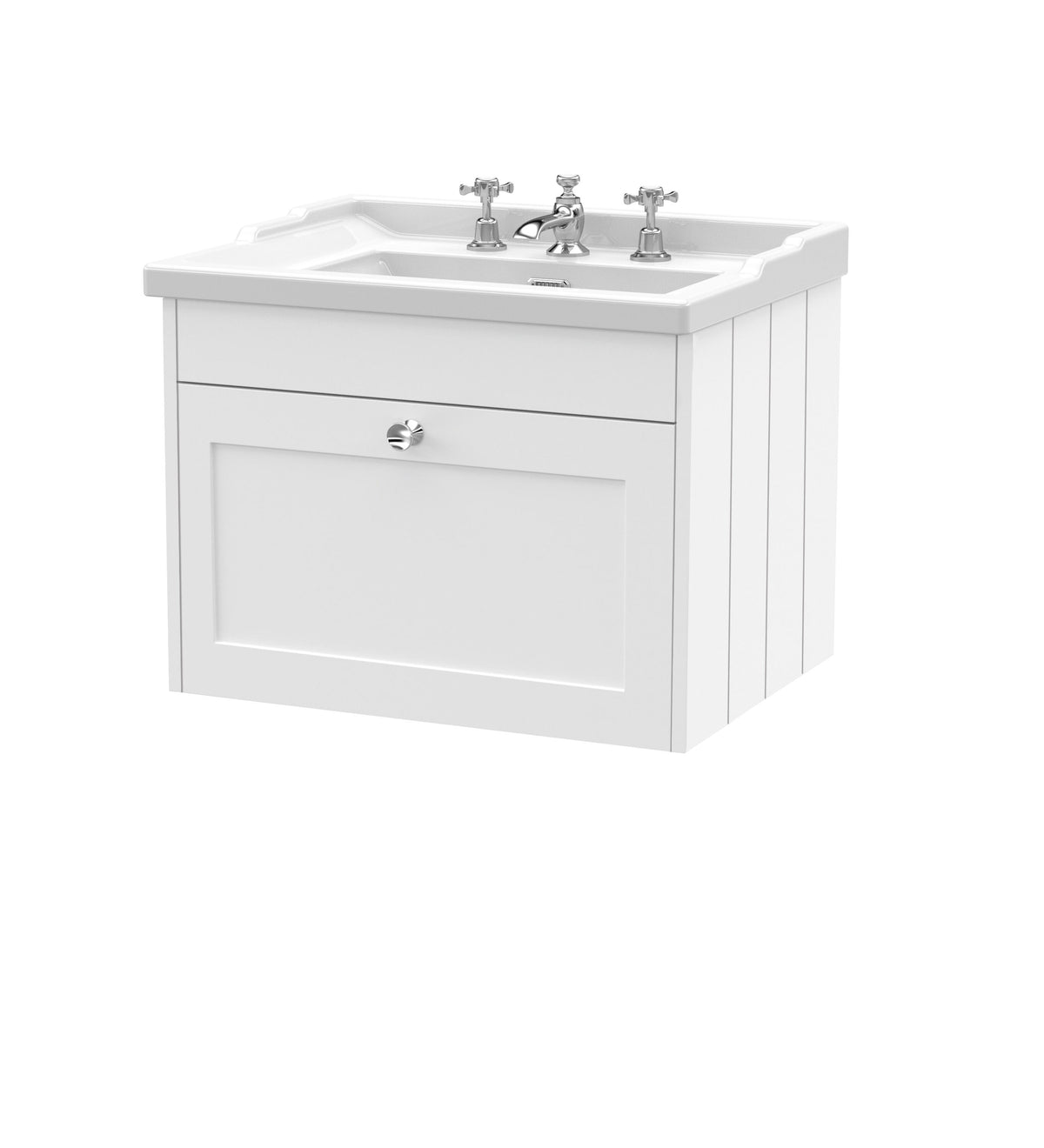 Old London Ashwick 600mm Wall Hung 1-Drawer Unit With Basin 3 Tap Hole