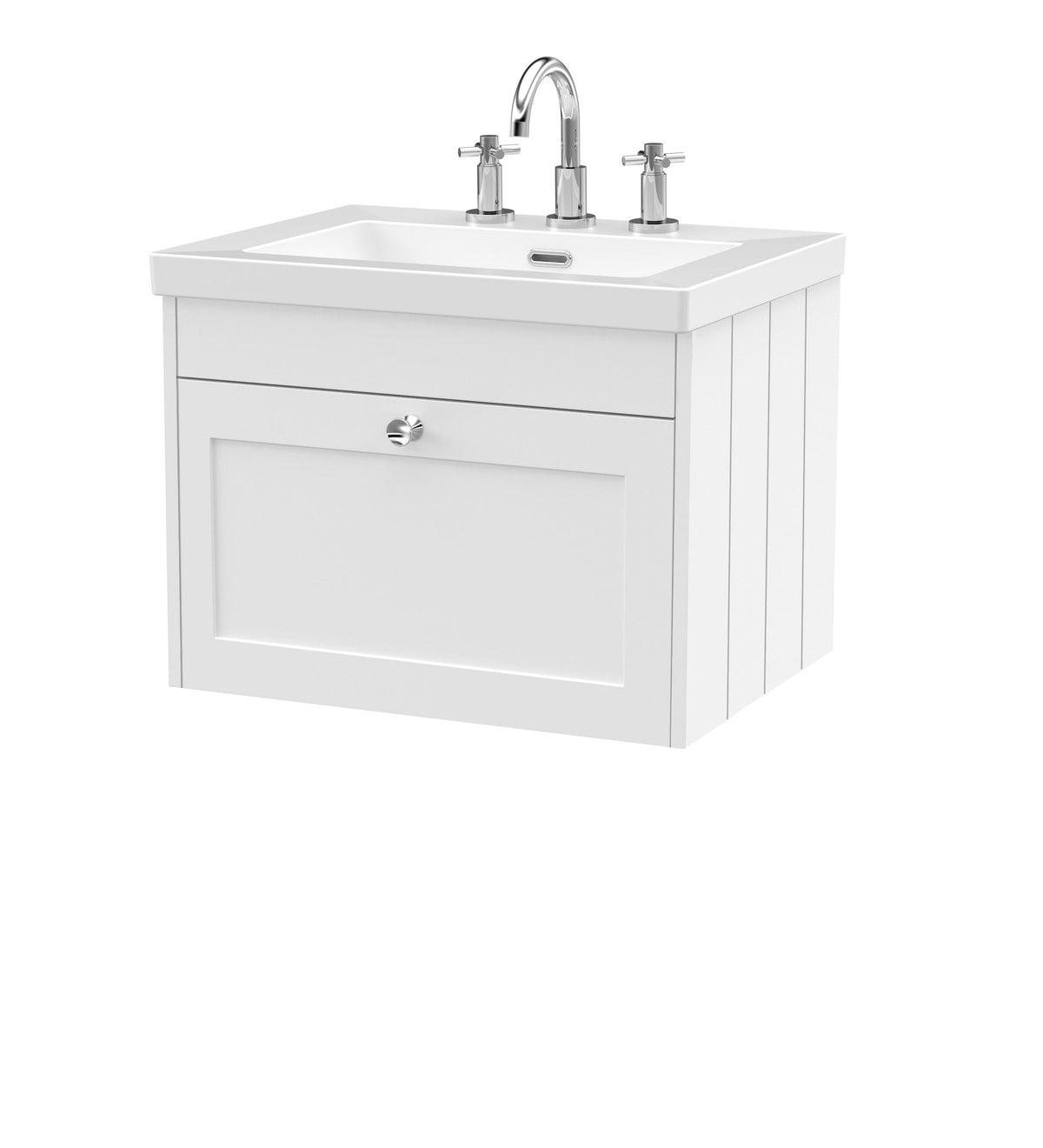 Old London Ashwick 600mm Wall Hung 1-Drawer Unit With Basin 3 Tap Hole