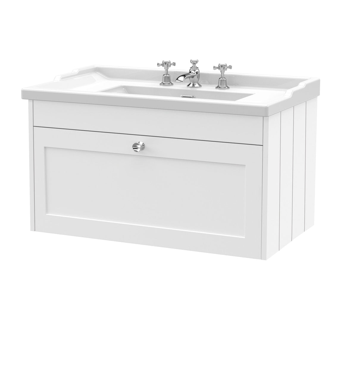Old London Ashwick 800mm Wall Hung 1-Drawer Unit With Basin 3 Tap Hole
