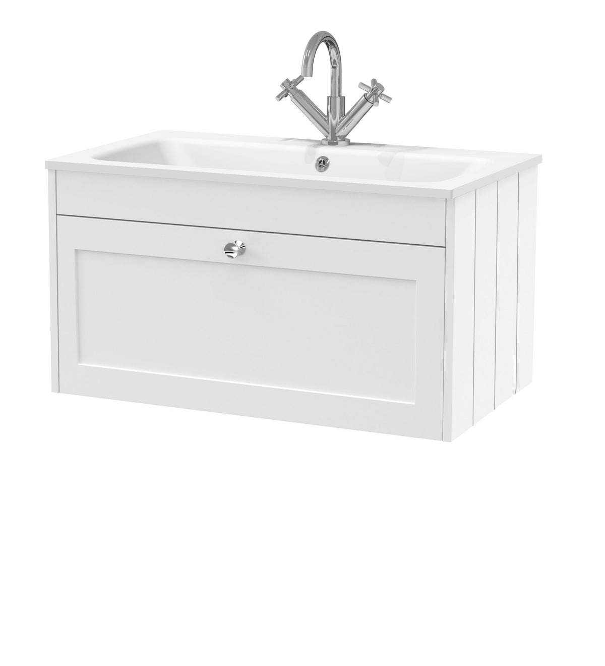 Old London Ashwick 800mm Wall Hung 1-Drawer Unit With Stone Basin 1 Tap Hole