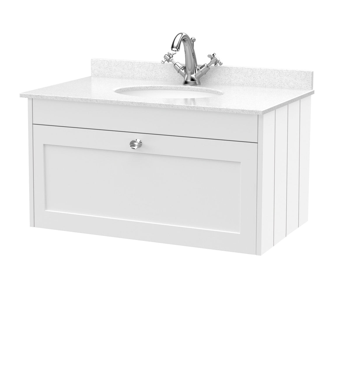 Old London Ashwick 800mm Wall Hung 1-Drawer Unit With Marble Top 1 Tap Hole