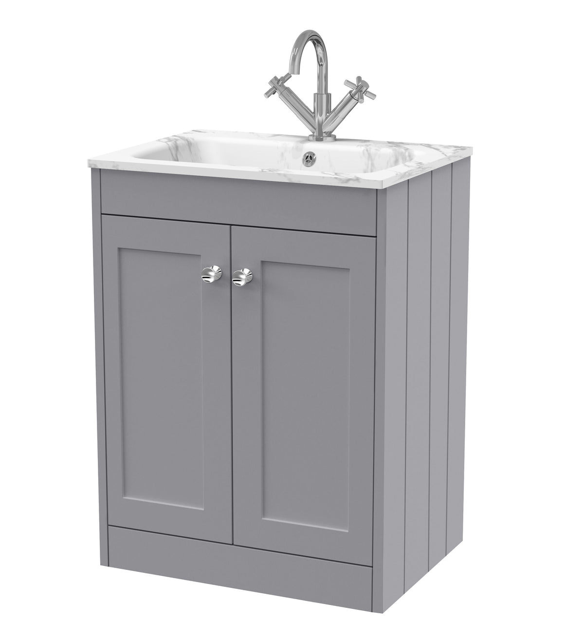 Old London Ashwick 600mm Floorstanding 2-Door Unit With Stone Basin 1 Tap Hole