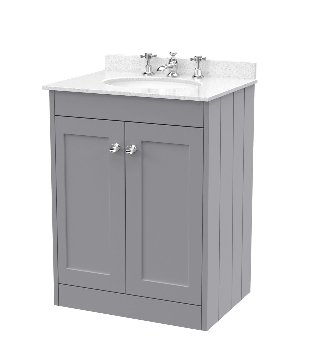 Old London Ashwick 600mm Floorstanding 2-Door Unit With Marble Top 3 Tap Hole
