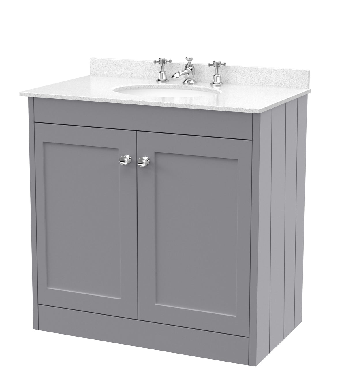 Old London Ashwick 800mm Floorstanding 2-Door Unit With Marble Top 3 Tap Hole