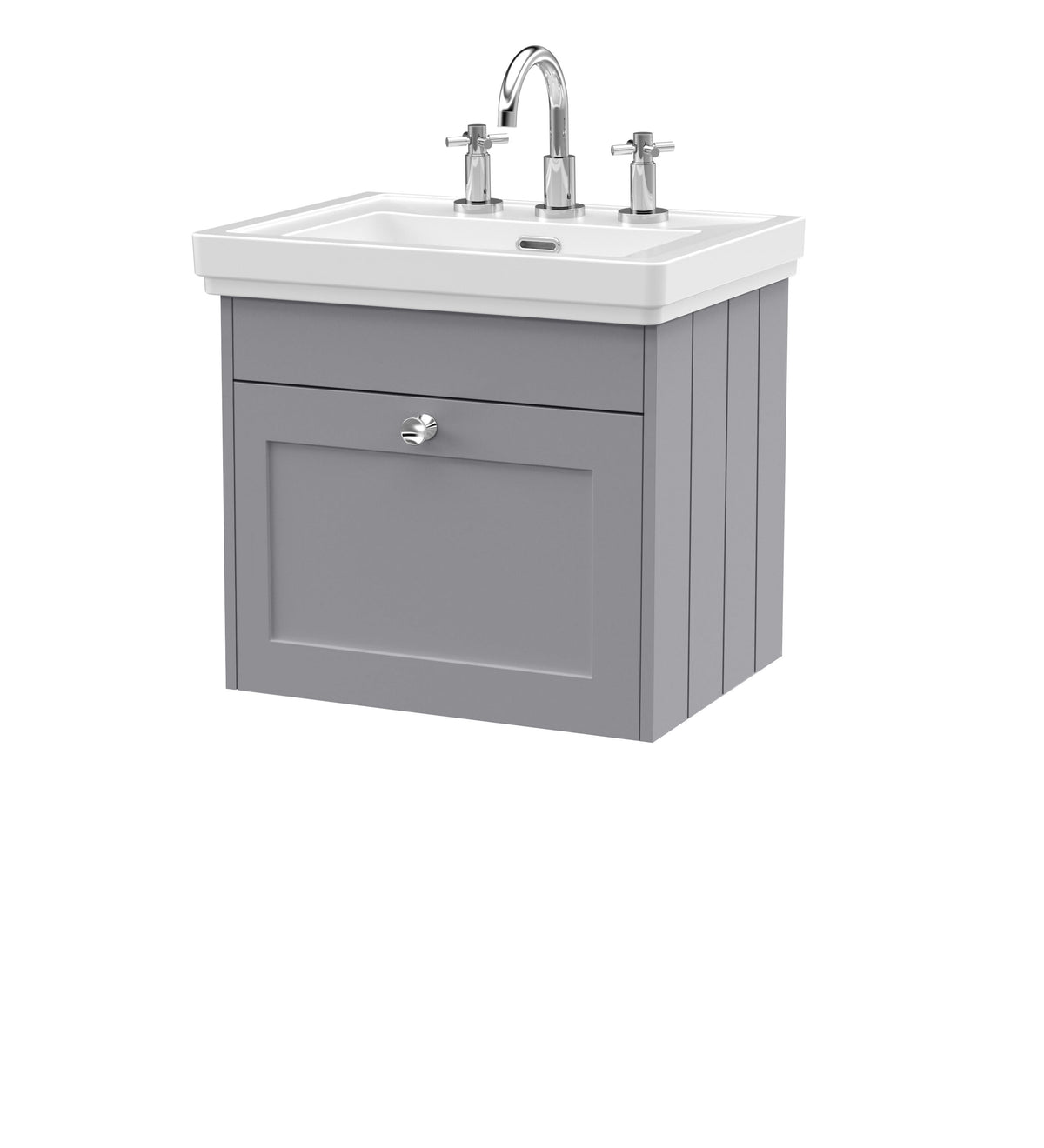 Old London Ashwick 500mm Wall Hung 1-Drawer Unit With Basin 3 Tap Hole