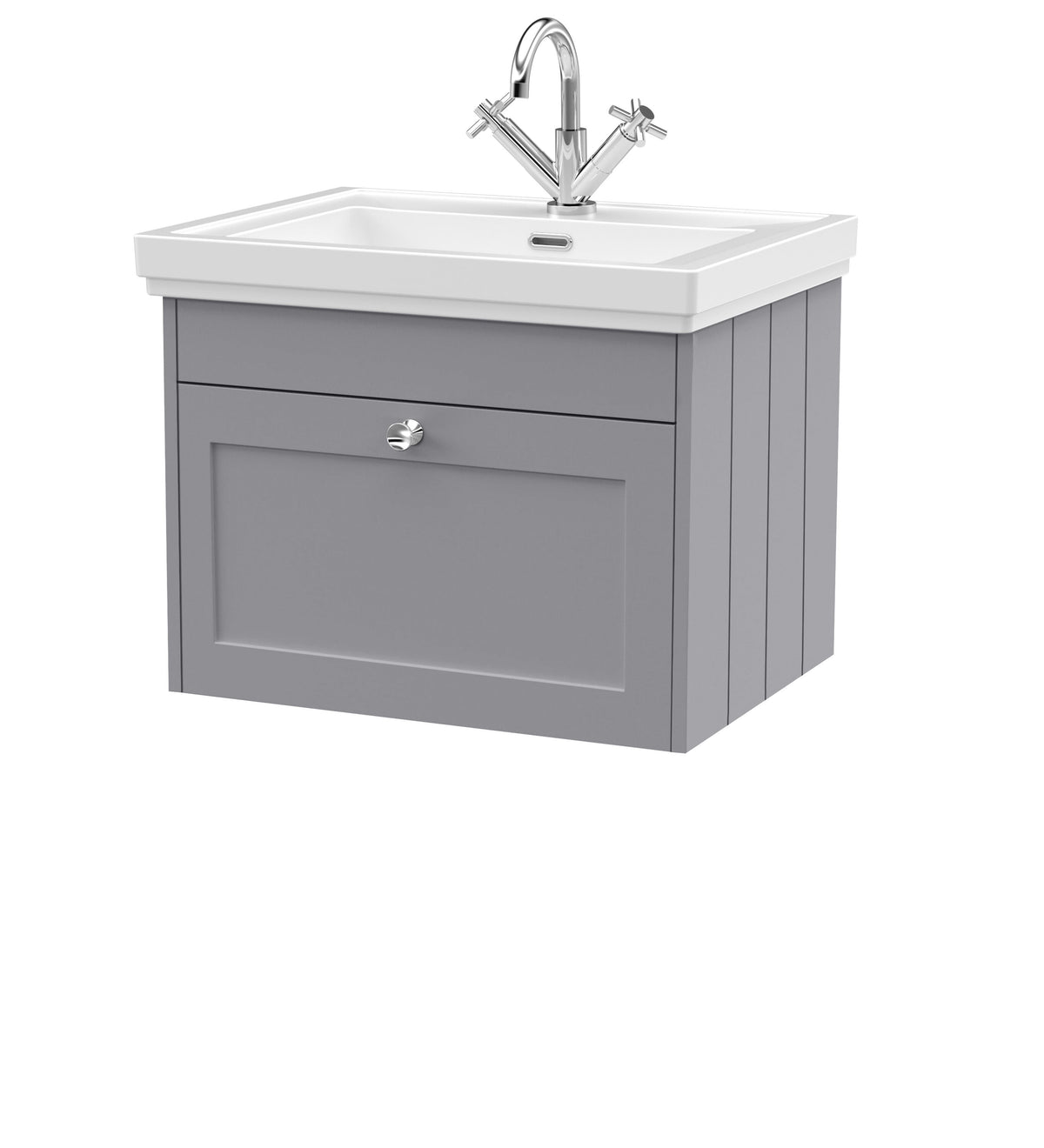 Old London Ashwick 600mm Wall Hung 1-Drawer Unit With Basin 1 Tap Hole