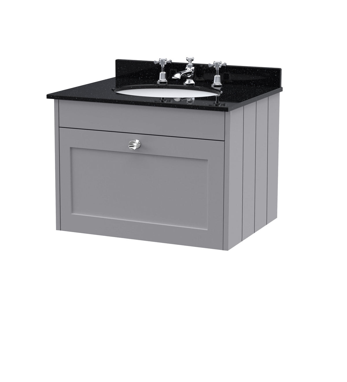 Old London Ashwick 600mm Wall Hung 1-Drawer Unit With Marble Top 3 Tap Hole