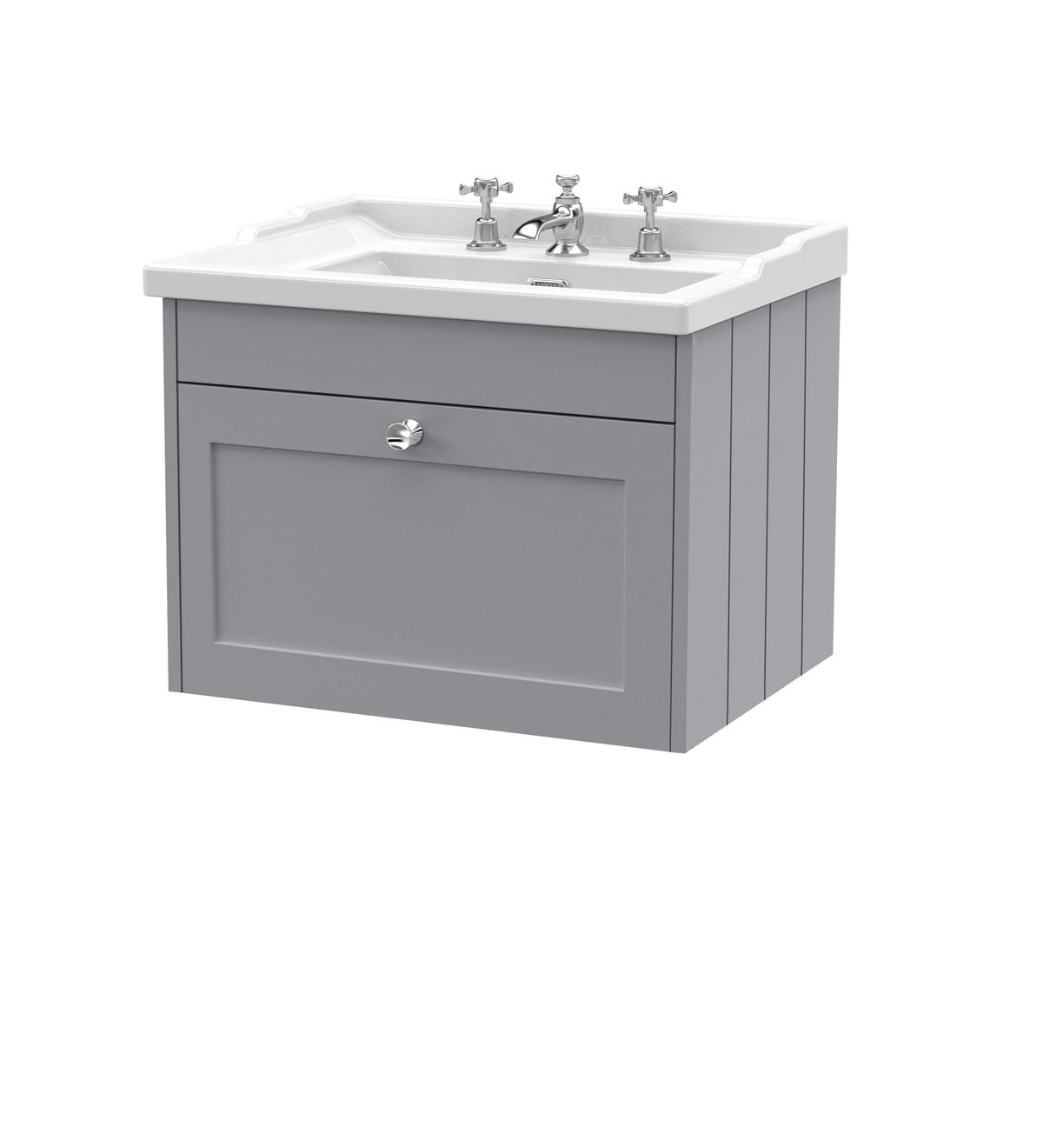 Old London Ashwick 600mm Wall Hung 1-Drawer Unit With Basin 3 Tap Hole