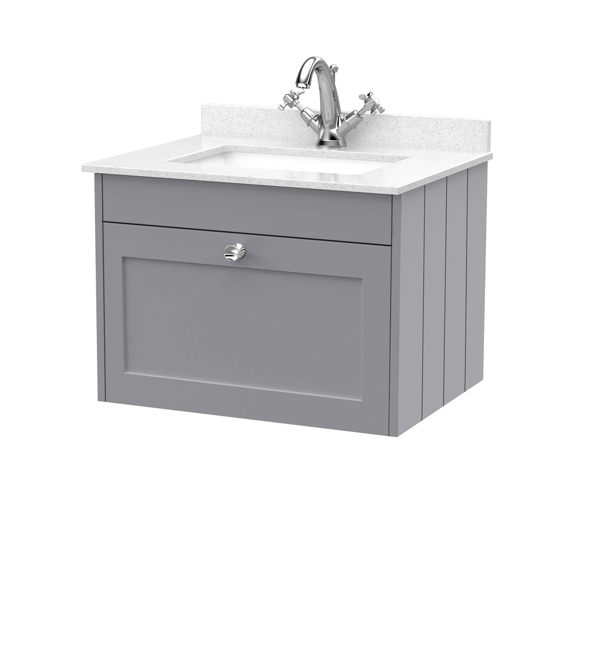 Old London Ashwick 600mm Wall Hung 1-Drawer Unit With Marble Top 1 Tap Hole