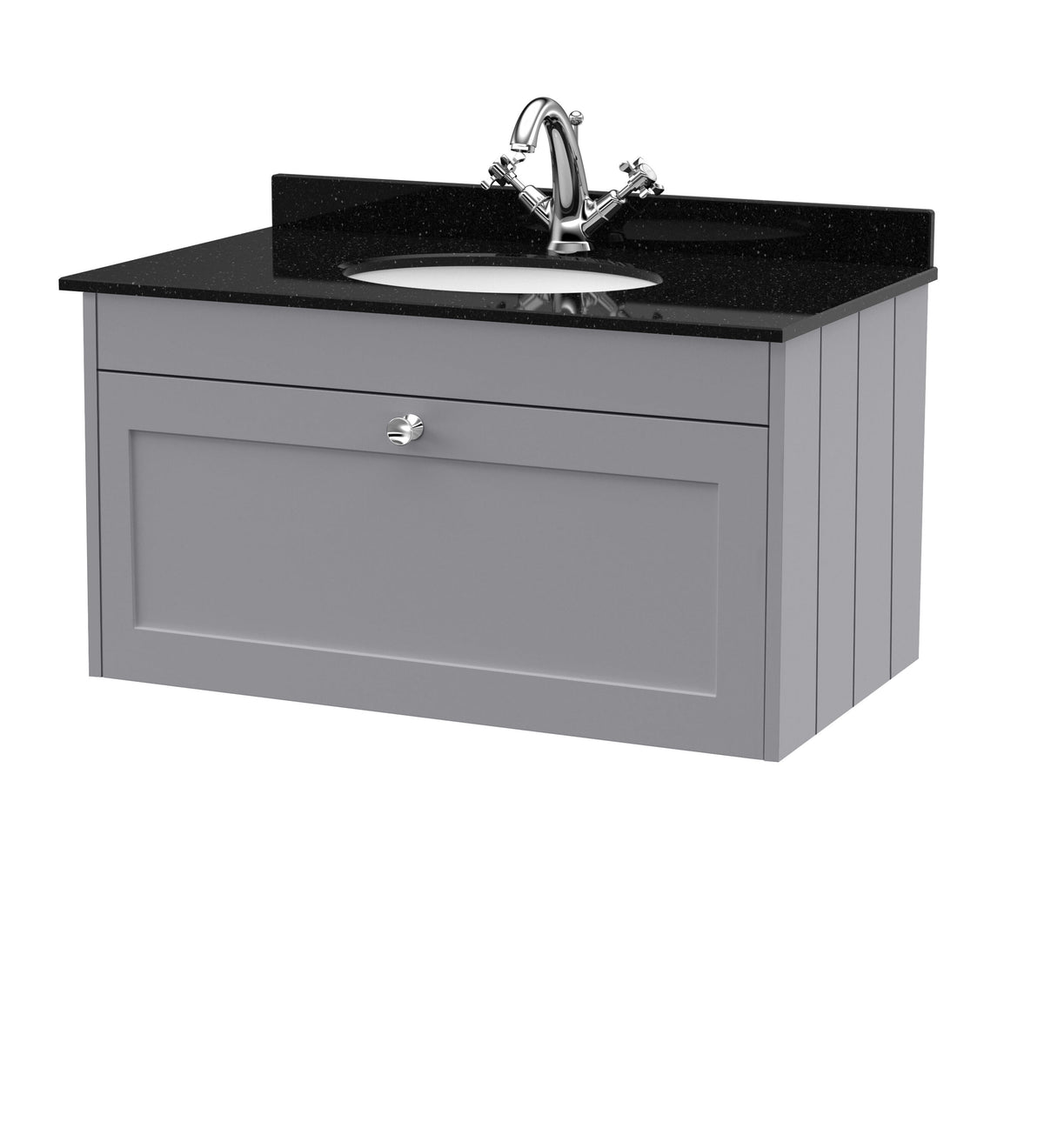 Old London Ashwick 800mm Wall Hung 1-Drawer Unit With Marble Top 1 Tap Hole