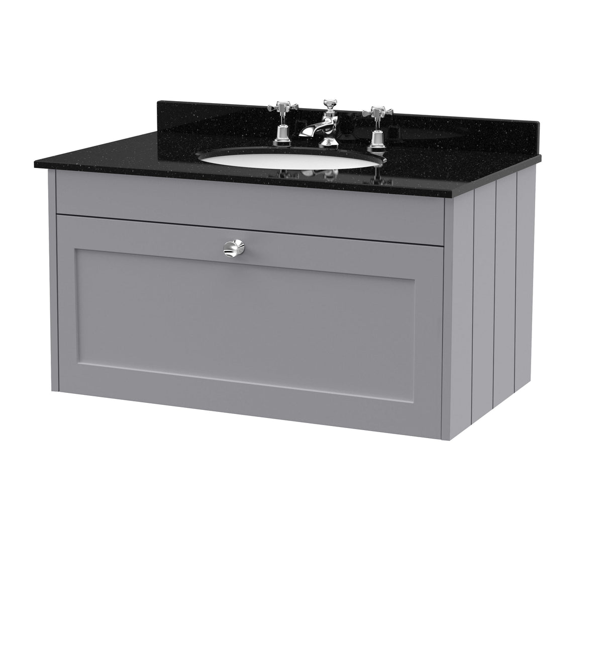 Old London Ashwick 800mm Wall Hung 1-Drawer Unit With Marble Top 3 Tap Hole