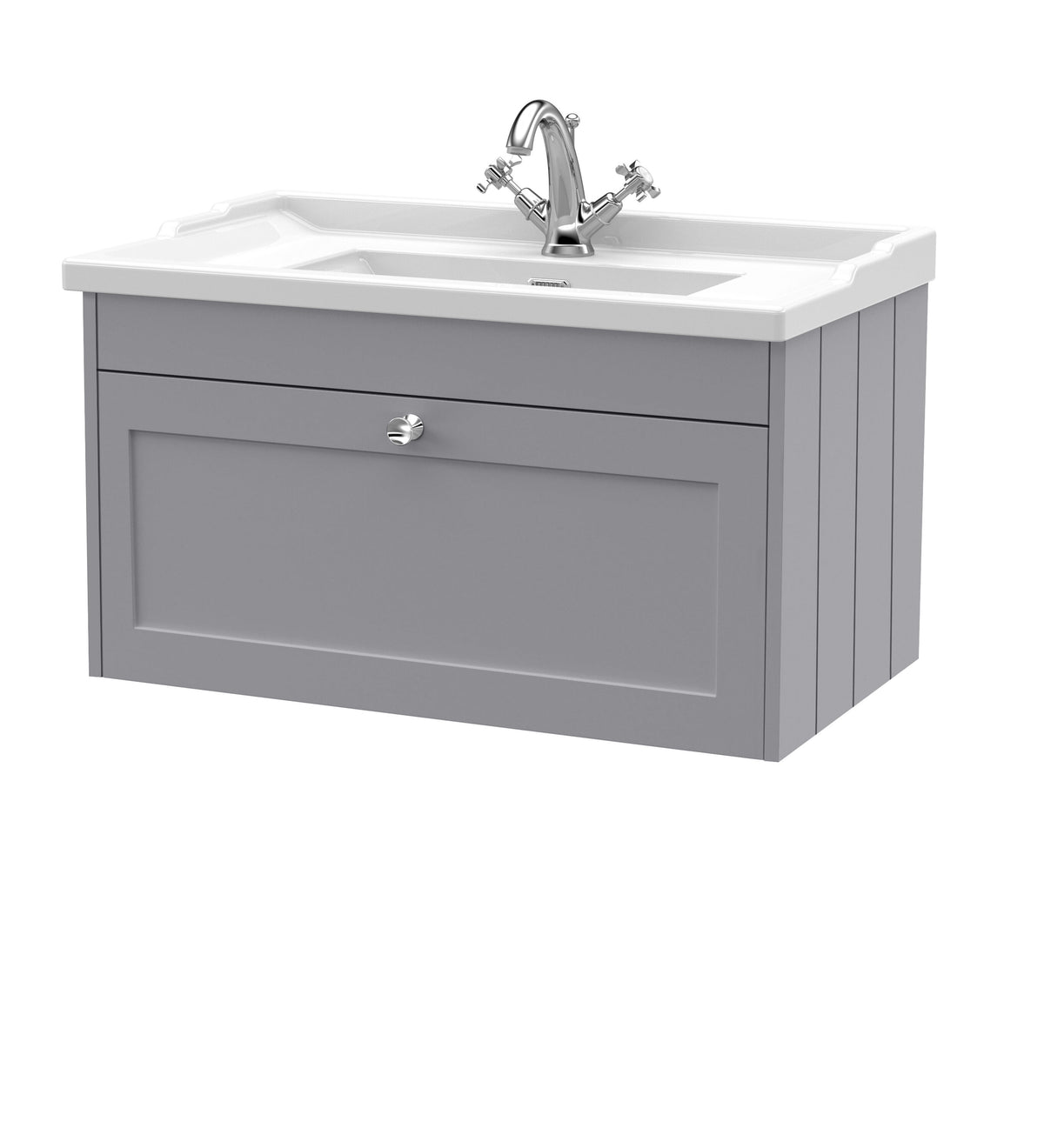 Old London Ashwick 800mm Wall Hung 1-Drawer Unit With Basin 1 Tap Hole
