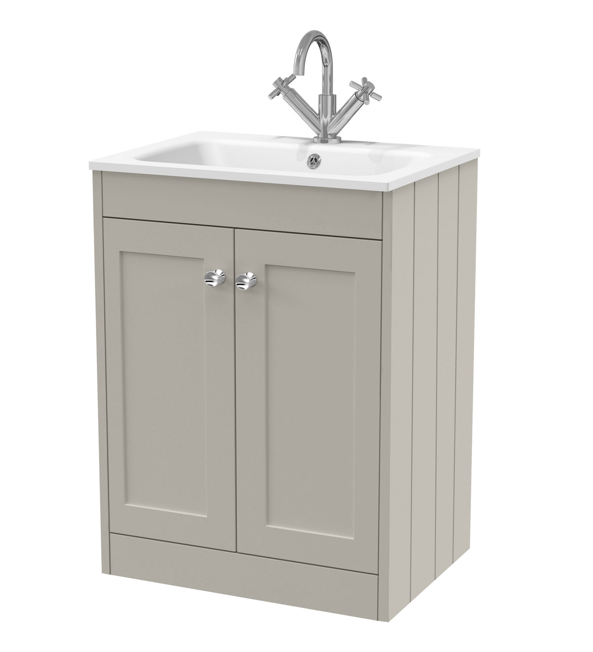 Old London Ashwick 600mm Floorstanding 2-Door Unit With Stone Basin 1 Tap Hole