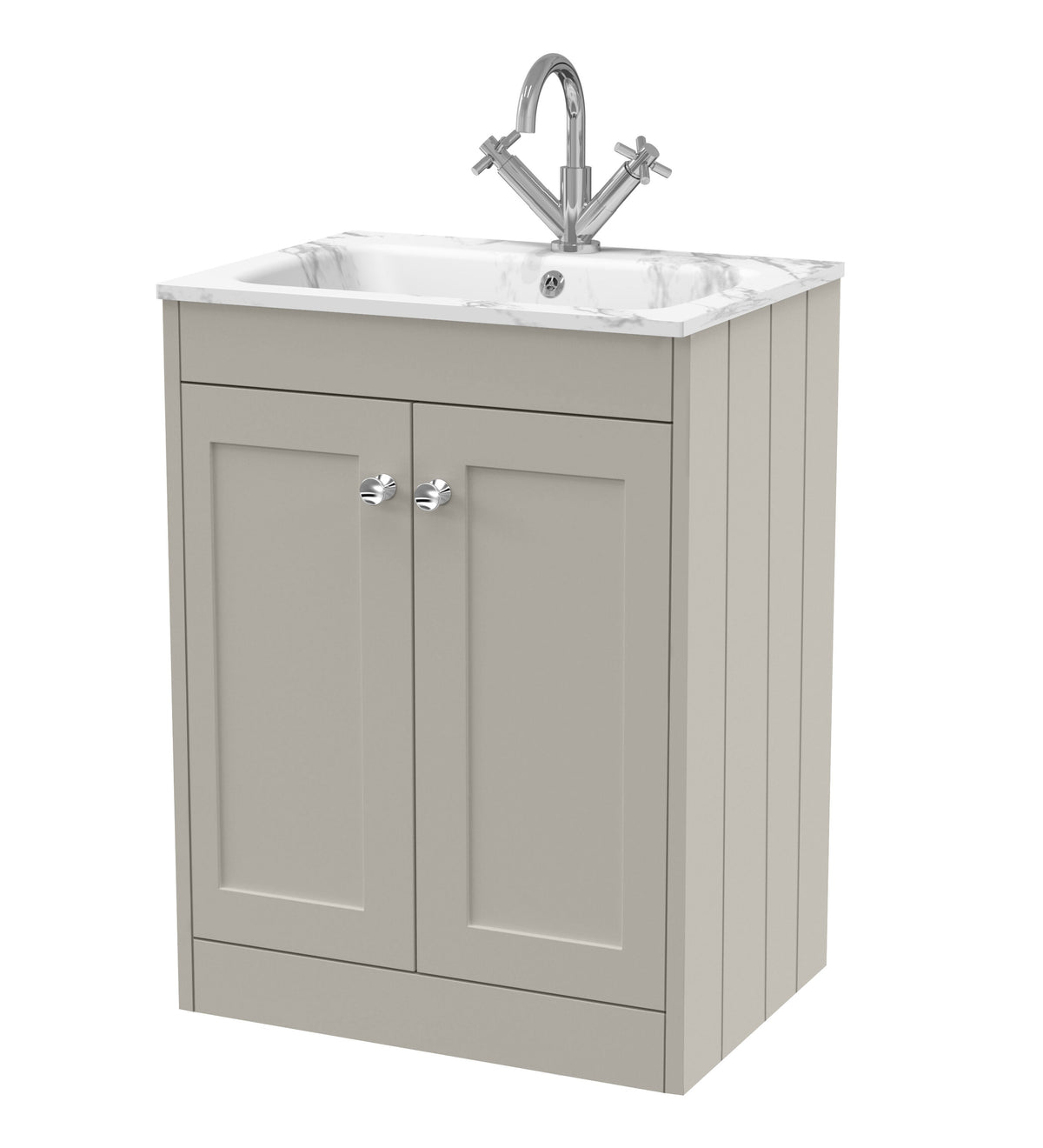 Old London Ashwick 600mm Floorstanding 2-Door Unit With Stone Basin 1 Tap Hole