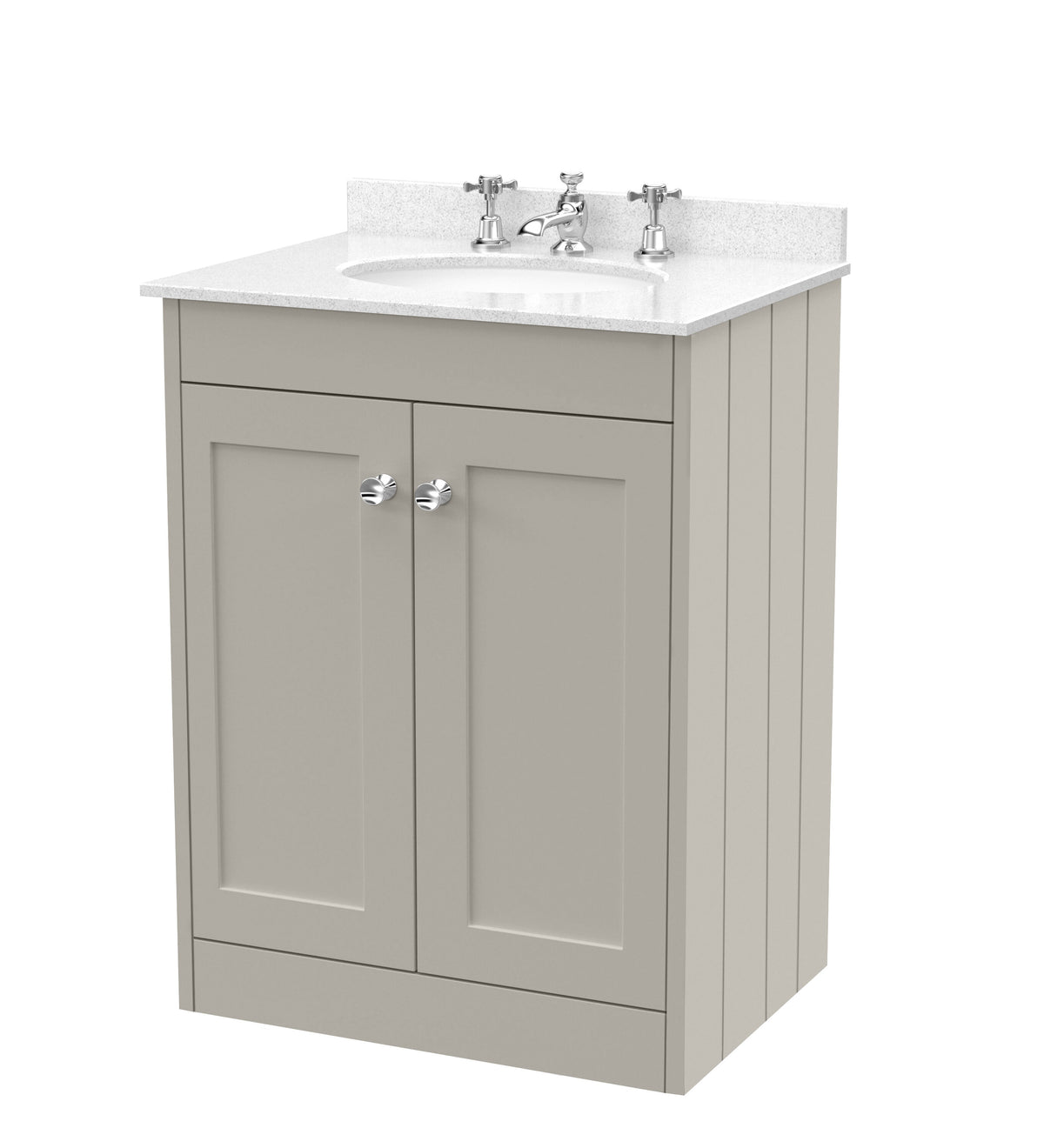 Old London Ashwick 600mm Floorstanding 2-Door Unit With Marble Top 3 Tap Hole