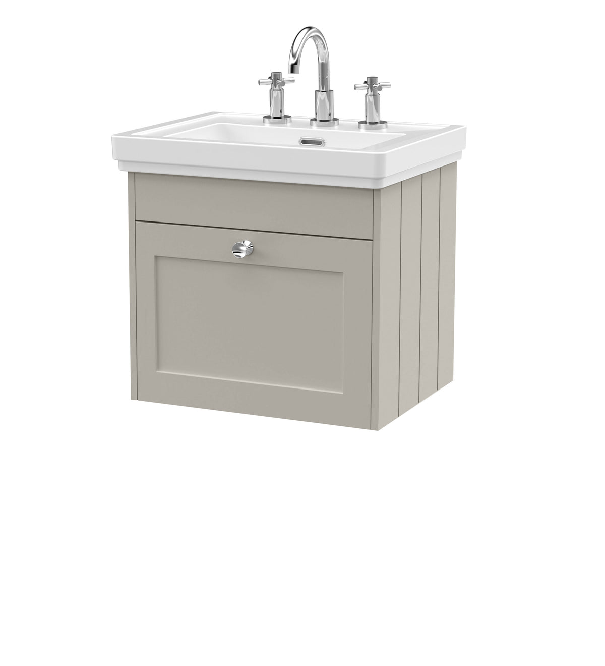 Old London Ashwick 500mm Wall Hung 1-Drawer Unit With Basin 3 Tap Hole