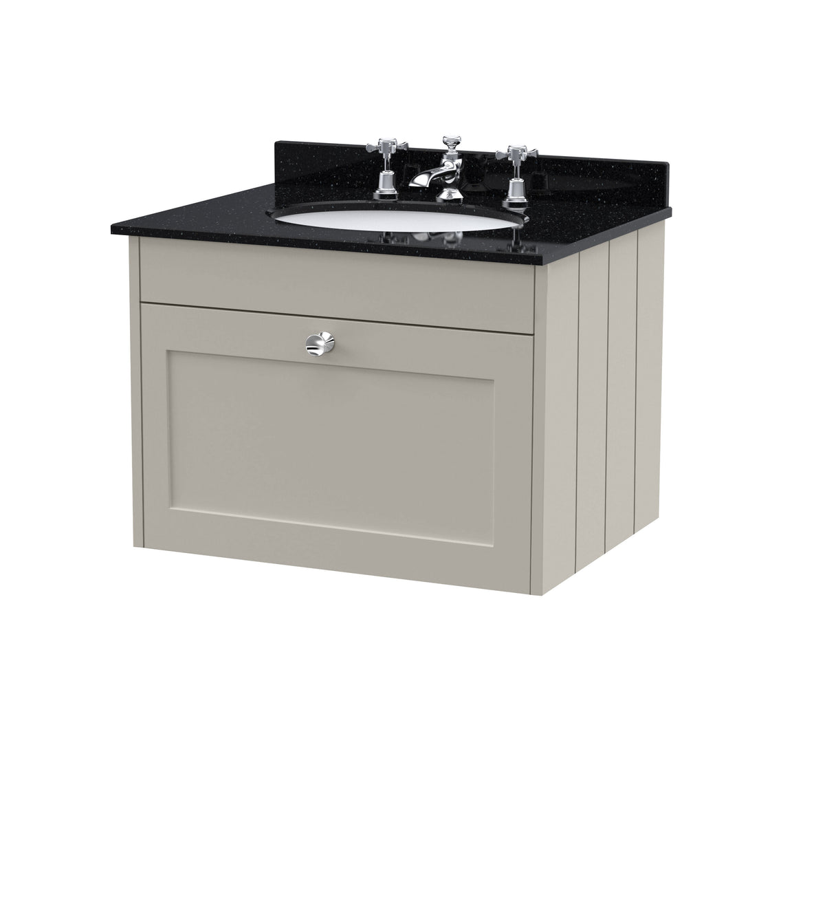 Old London Ashwick 600mm Wall Hung 1-Drawer Unit With Marble Top 3 Tap Hole